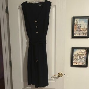 Tommy Hilfiger Black Midi Dress with Button Detail